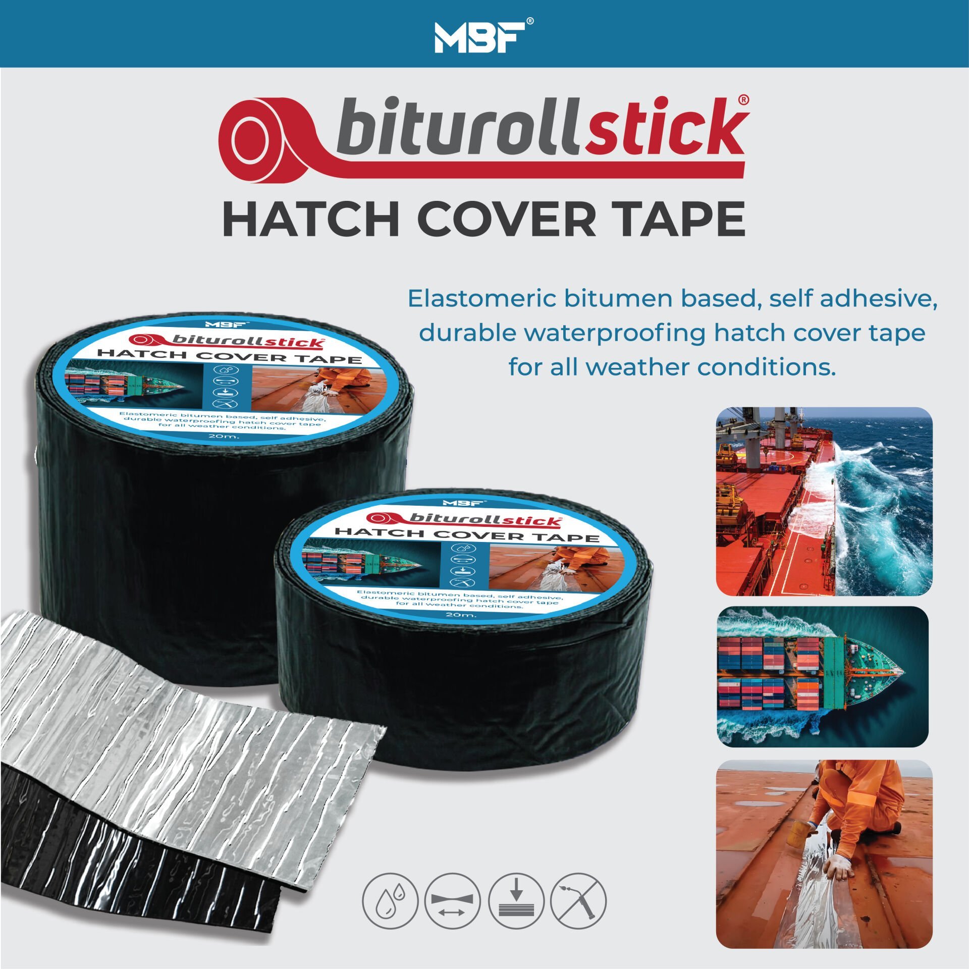 HCT 1000 Siyah Gemi Ambar Kapak Bandı HATCH COVER TAPE